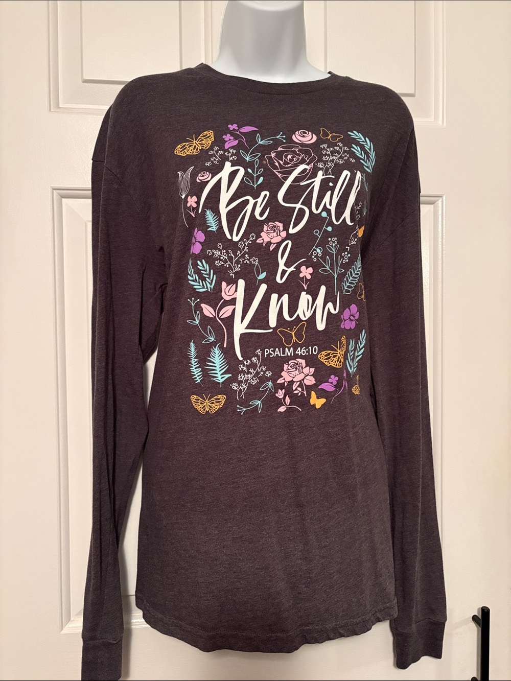 Be Still & Know Long-Sleeve Graphic Tee - Dark Gray